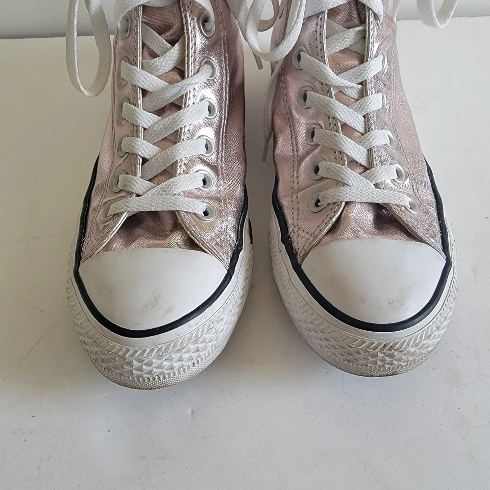 Converse Pink Rose Quartz Metallic Hi Tops Size 9 40 Streetwear Sneakers - Picture 3 of 16